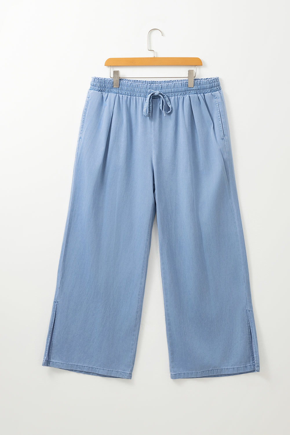 Beau Blue Casual Wide Slit Leg High Waist Loose Plus Size Jeans Plus Size Bottoms JT's Designer Fashion