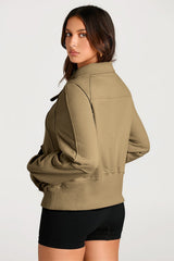 Brown Quarter Zip Stand Neck Kangaroo Pocket Sweatshirt Sweatshirts & Hoodies JT's Designer Fashion
