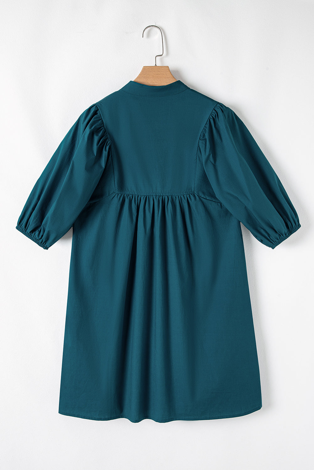 Blue Sapphire Colorblock Split V Neck Puff Sleeve Mini Dress Dresses JT's Designer Fashion