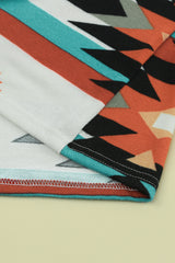 Multicolor Geometric Color Block Open Front Long Cardigan Sweaters & Cardigans JT's Designer Fashion