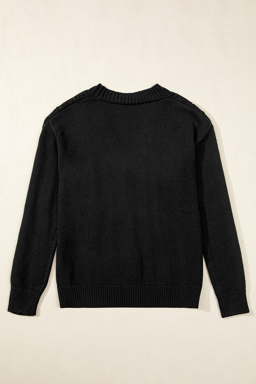 Black Open Knit Drop Shoulder Sweater Cardigan Cardigans JT's Designer Fashion