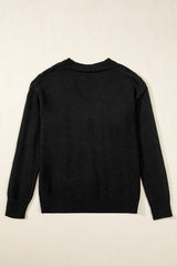 Black Open Knit Drop Shoulder Sweater Cardigan Cardigans JT's Designer Fashion