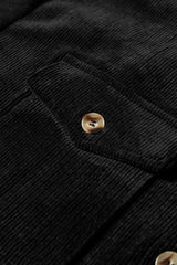 Black Corduroy Flap Pocket Button Up Shacket Jackets JT's Designer Fashion