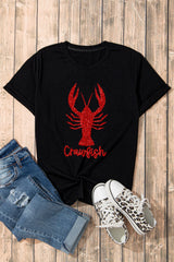 Black Shimmering Crawfish Graphic Tee Graphic Tees JT's Designer Fashion