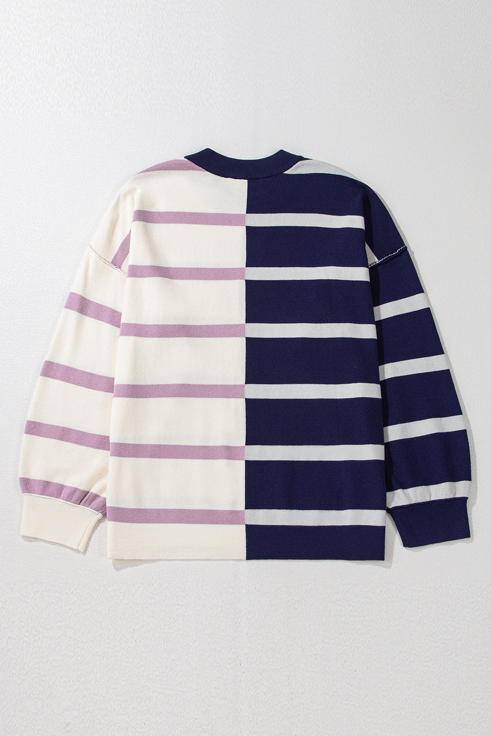 Blue Stripe Colorblock Oversized Sweater Sweaters JT's Designer Fashion