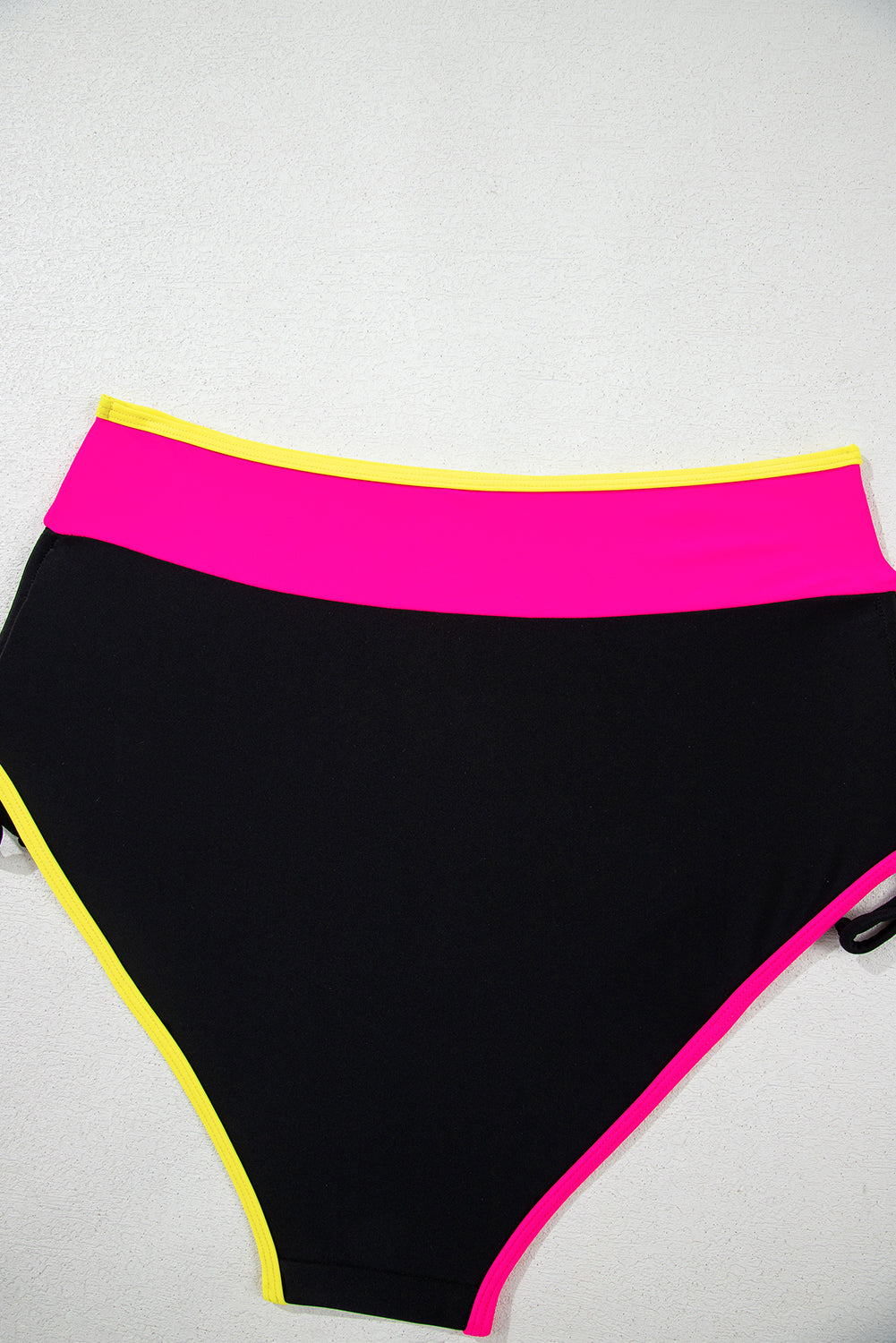 Black Color Block Drawstring Side V Neck High Waist Bikini Set Bikinis JT's Designer Fashion