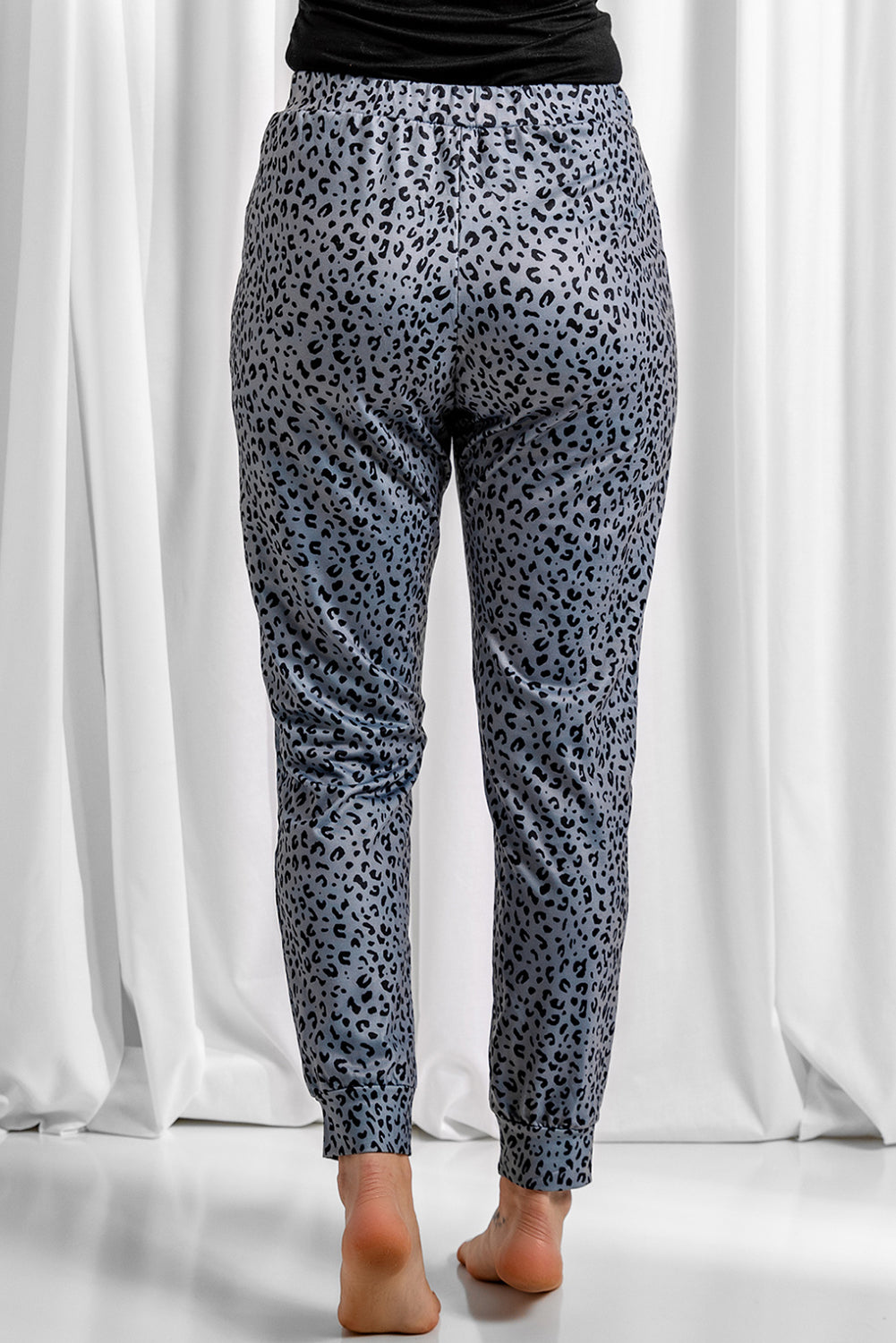 Gray Breezy Leopard Joggers Pants & Culotte JT's Designer Fashion
