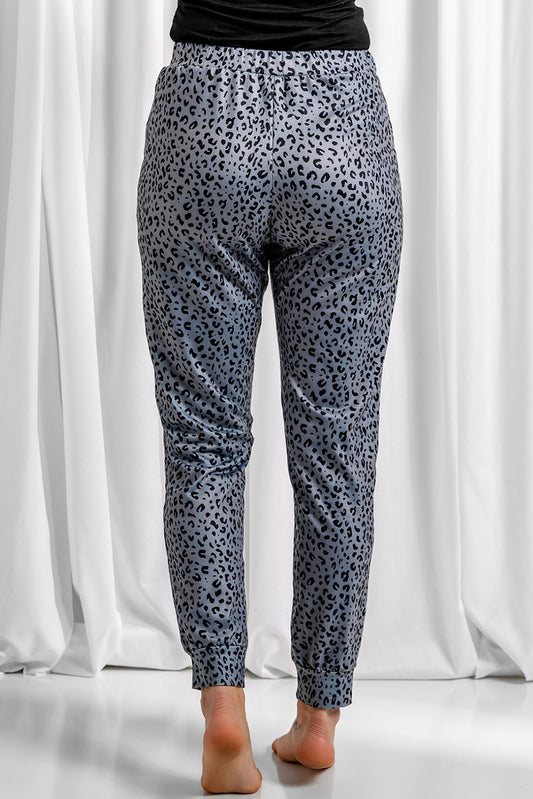 Gray Breezy Leopard Joggers Pants & Culotte JT's Designer Fashion
