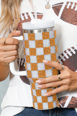 Ginger Full Rhinestone Checkerboard Handled Tumbler 40oz Tumblers JT's Designer Fashion