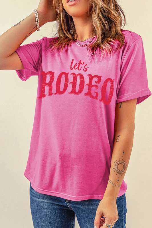 Rose Red Lets Rodeo Crew Neck Graphic Tee Graphic Tees JT's Designer Fashion