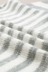 Gray Stripe Drop Shoulder Crew Neck Sweater Sweaters JT's Designer Fashion