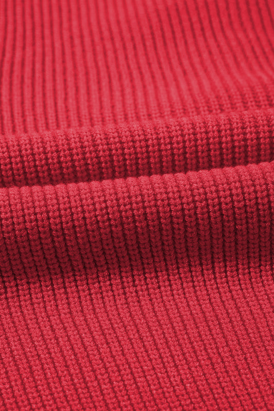 Fiery Red Ribbed Knit Bow Front Buttoned Cardigan Cardigans JT's Designer Fashion