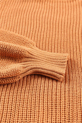 Brown Crew Neck Cold Shoulder Hollow-out Back Sweater Sweaters & Cardigans JT's Designer Fashion