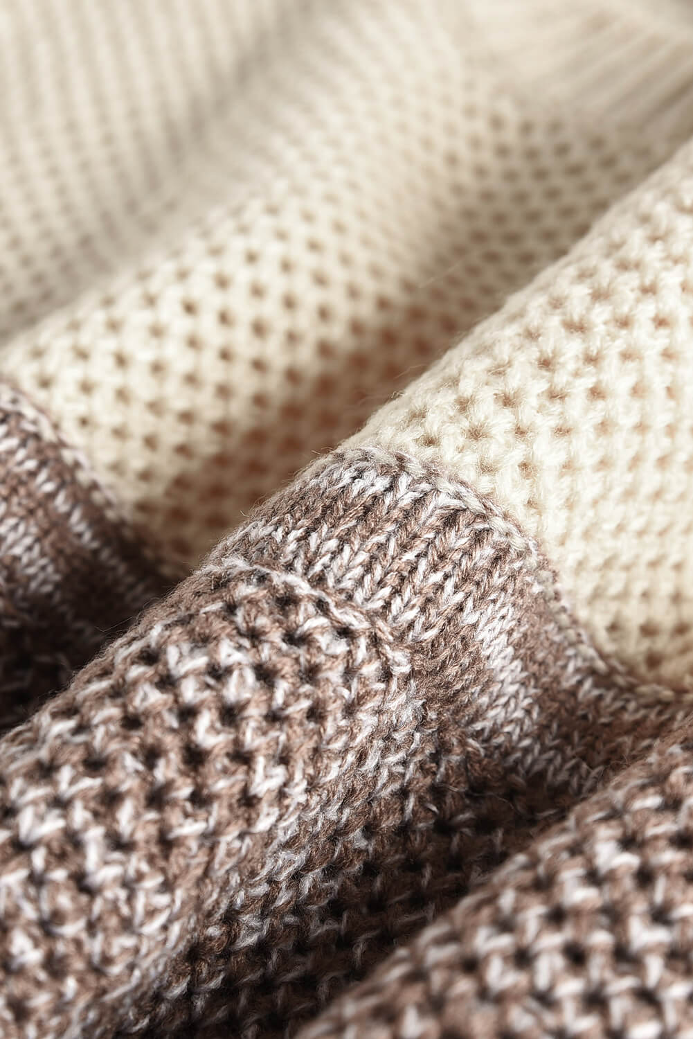 Black Color Block Netted Texture Pullover Sweater Sweaters & Cardigans JT's Designer Fashion