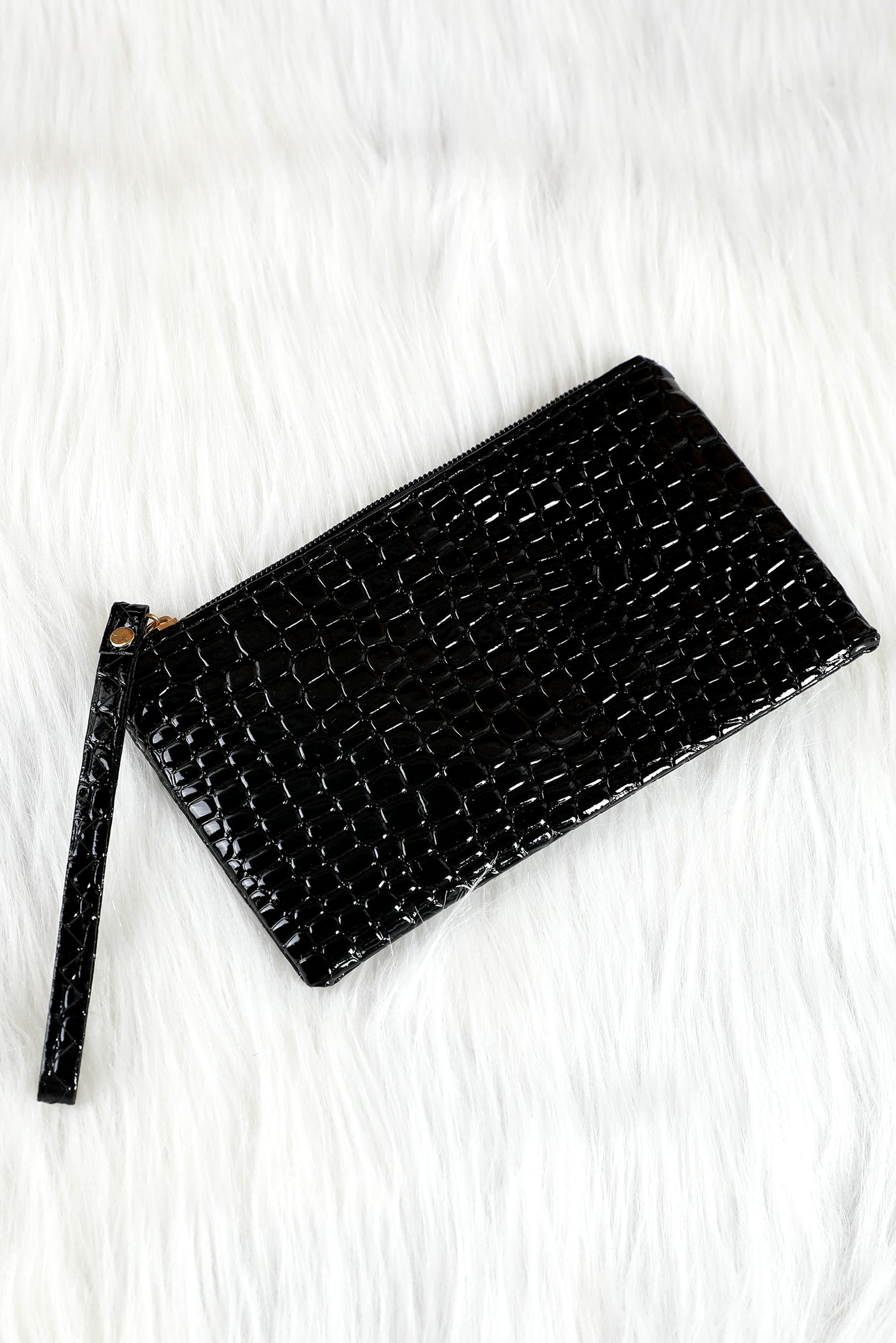 Black Crocodile Pattern Zipper Wristlet Wallet Handbags JT's Designer Fashion