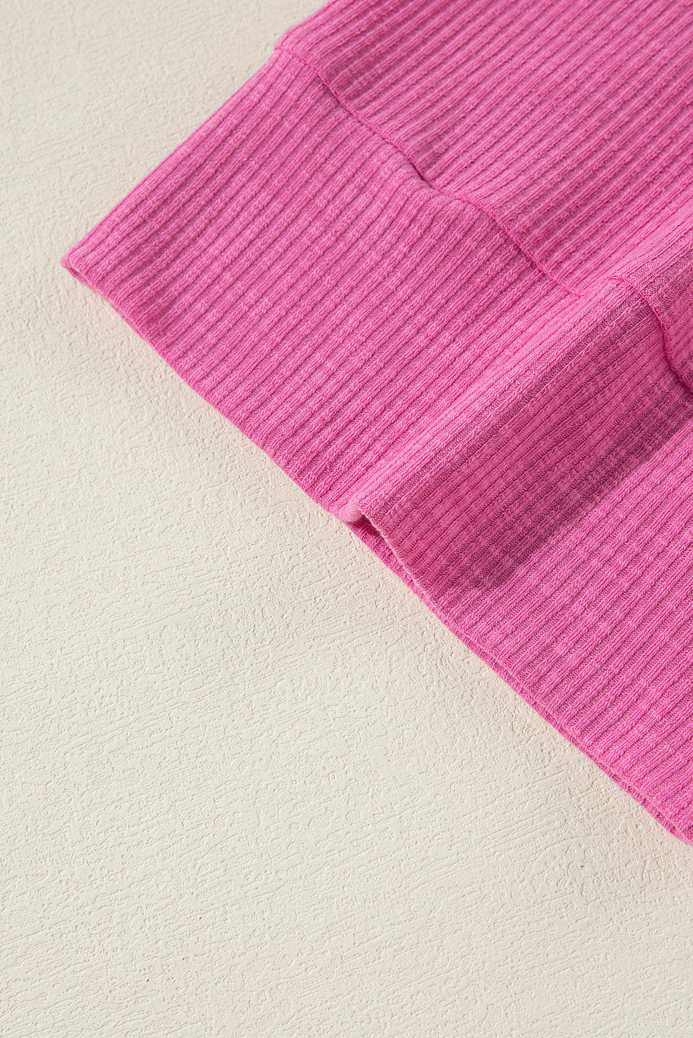 Bright Pink Textured Colorblock 3/4 Sleeve Oversize Top Long Sleeve Tops JT's Designer Fashion