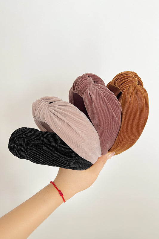 Chestnut Knotted Ribbed Wide Headband Headwear JT's Designer Fashion