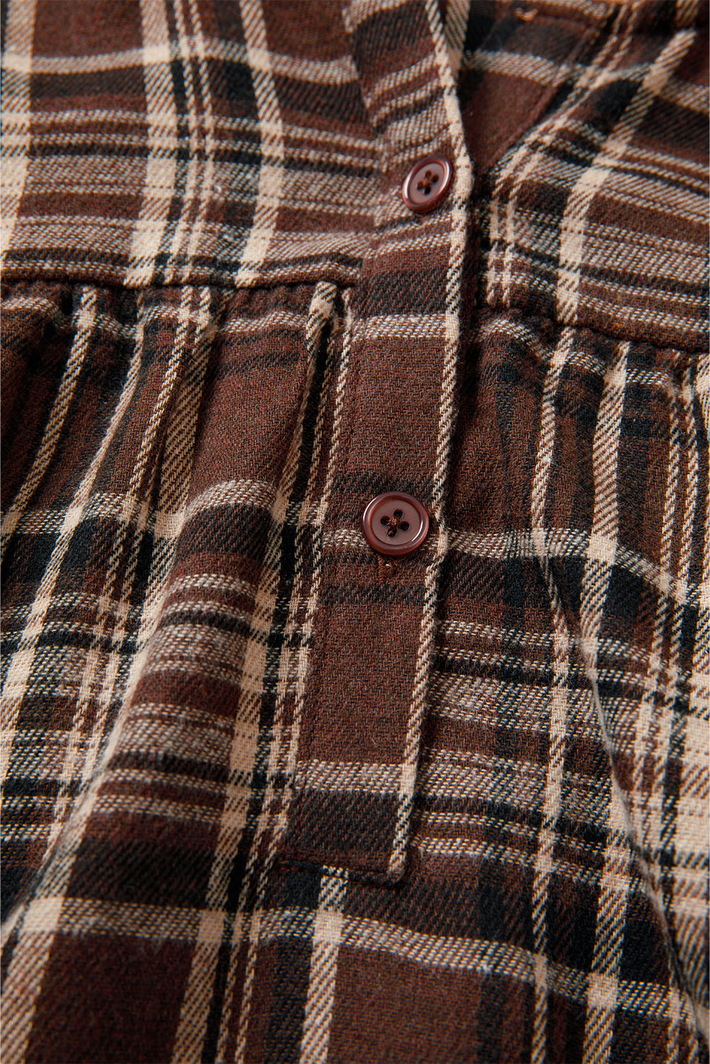 Brown Plaid Patchwork Long Sleeve Button Hooded Blouse Blouses & Shirts JT's Designer Fashion