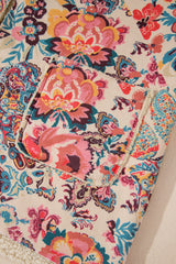 Beige Vintage Paisley Floral Printed Sherpa Lined Hooded Jacket Jackets JT's Designer Fashion