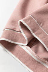 Pink Stripe Contrast Trim V Neck Buttoned Front Pocketed Knit Cardigan Cardigans JT's Designer Fashion