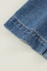 Sail Blue Side Pockets Lapel Collar Denim Jacket Denim Jackets JT's Designer Fashion