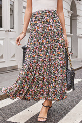 Brown Leopard Floral Reversible Ruffle Hem Maxi Skirt Skirts & Petticoat JT's Designer Fashion