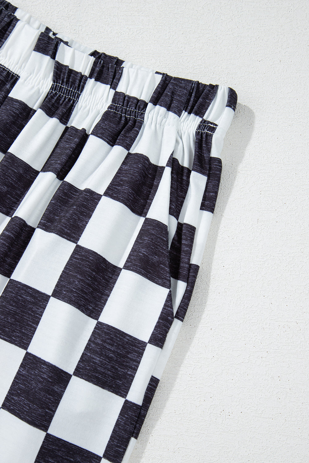 Black 2-Tone Checked Print High Waist Wide Leg Pants Pants & Culotte JT's Designer Fashion