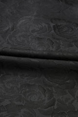 Black Floral Embossed Puff Sleeve Colorblock Bow Collared Mini Dress Mini Dresses JT's Designer Fashion