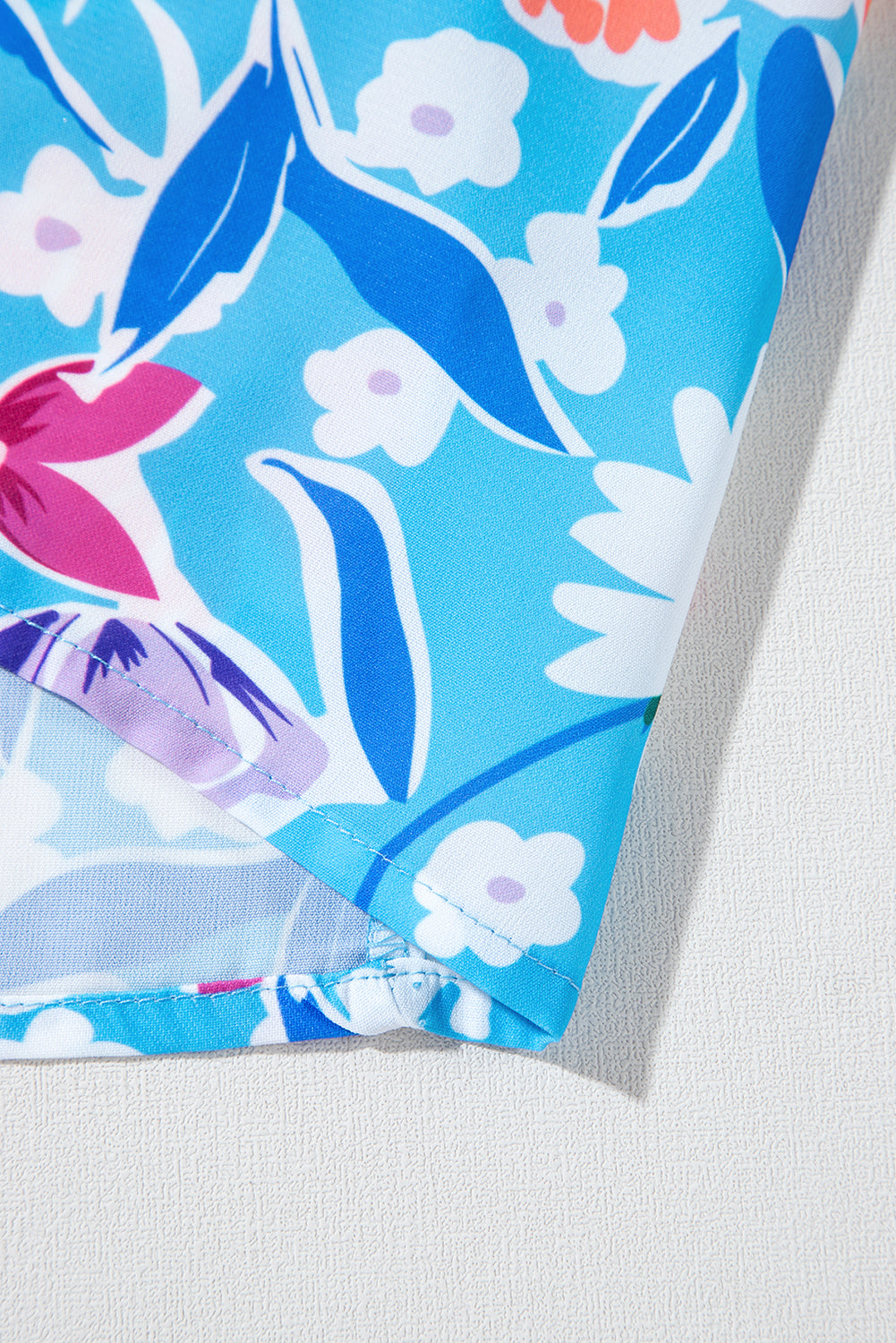 Sky Blue Floral Printed High Waist Split Wrap Long Skirt Skirts & Petticoat JT's Designer Fashion