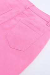 Pink Vintage High Waist Flare Leg Ripped Raw Hem Jeans Jeans JT's Designer Fashion