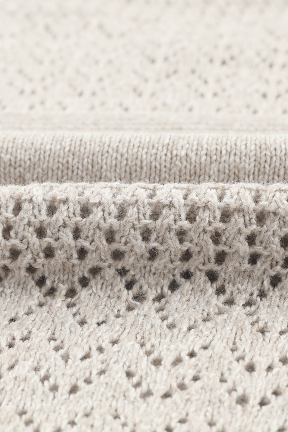 White Eyelet Pattern Detail V Neck Drop Shoulder Sweater Sweaters JT's Designer Fashion