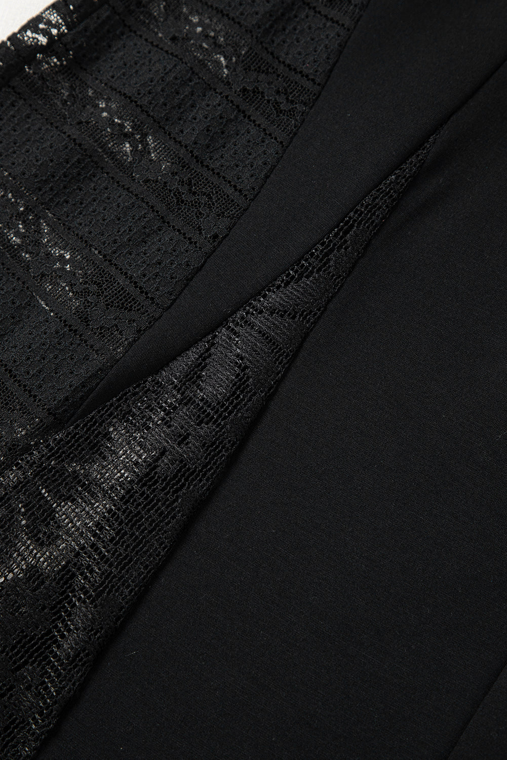 Black Boho Lace Patchwork Wide Leg High Waist Pants Pants & Culotte JT's Designer Fashion