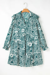Plus Size Ruffled Printed Flounce Sleeve Dress Mini Dresses JT's Designer Fashion