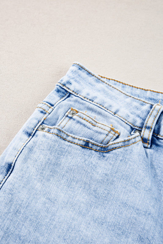 Beau Blue Acid Wash Straight Jeans Jeans JT's Designer Fashion