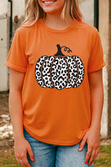 Orange Leopard Pumpkin Graphic Daily Fashion Tee Graphic Tees JT's Designer Fashion