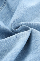 Sky Blue Gather Round Distressed Pocketed Denim Jogger Jeans JT's Designer Fashion