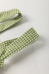 Green Gingham Wide Leg Loose Overall with Pockets Jumpsuits & Rompers JT's Designer Fashion