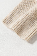 Khaki Cable Knit Colorblock Crew Neck Drop Shoulder Sweater Sweaters JT's Designer Fashion