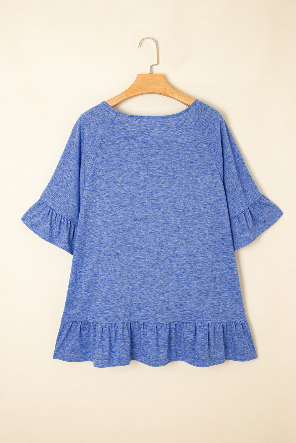 Dusk Blue Ruffled Short Sleeve Plus Size Casual Blouse Plus Size Tops & Tees JT's Designer Fashion