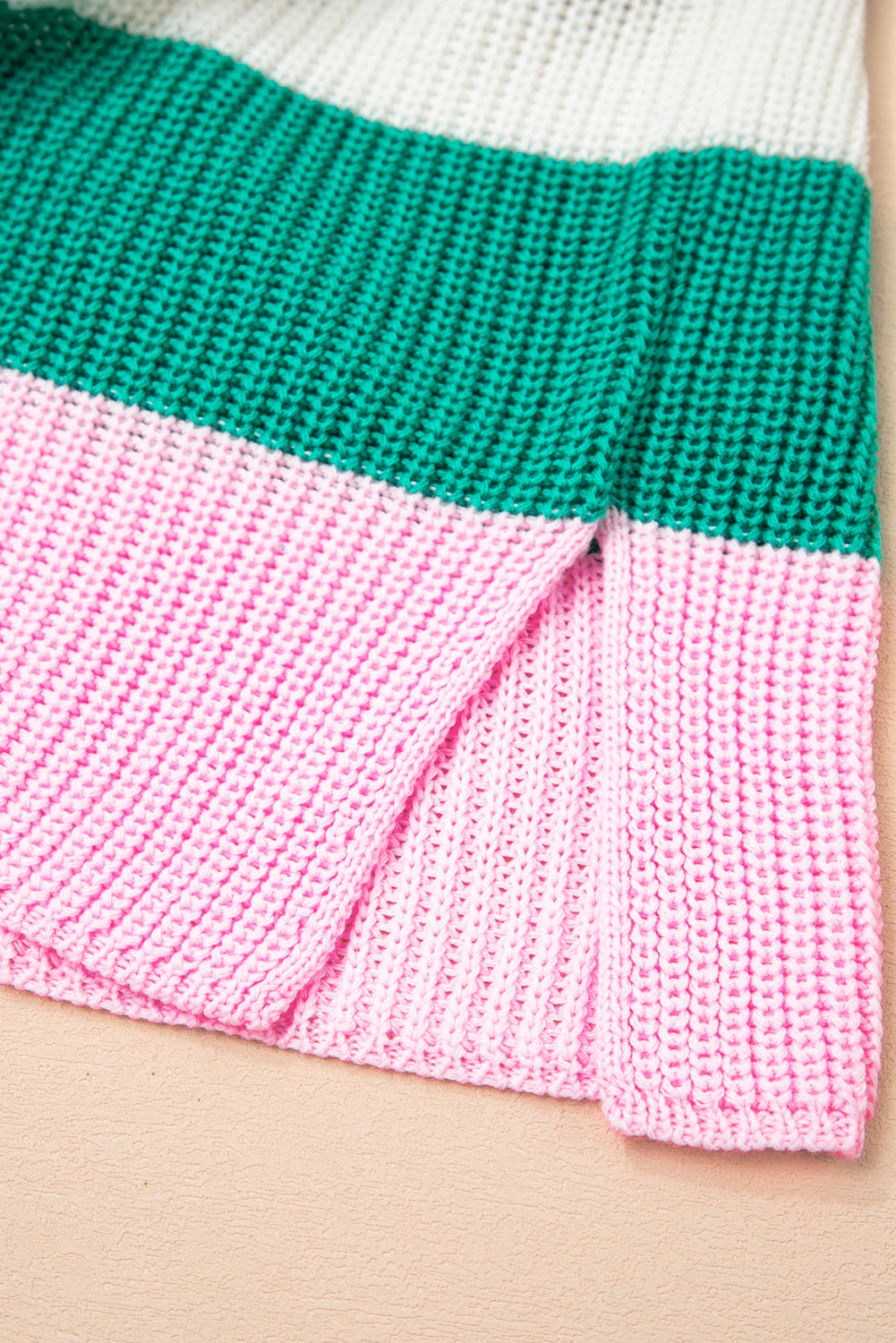 Multicolour Plus Size Striped Colorblock V Neck Short Sleeve Sweater Plus Size Sweaters & Cardigans JT's Designer Fashion