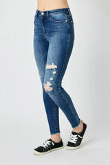 Judy Blue Full Size High Waist Distressed Skinny Jeans Jeans JT's Designer Fashion