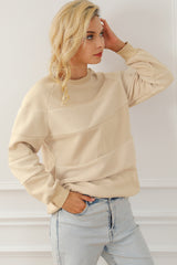 Oatmeal Contrast 2-tone Patchwork Raglan Sleeve Sweatshirt Sweatshirts & Hoodies JT's Designer Fashion