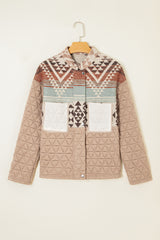 Light French Beige Aztec Quilted Patchwork Western Fashion Jacket Jackets JT's Designer Fashion