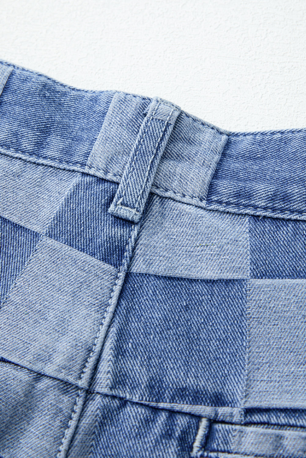 Dusk Blue Checkered Denim Wide Leg Jeans Jeans JT's Designer Fashion