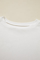 White Casual Textured Tee and Drawstring Shorts Set Short Sets JT's Designer Fashion