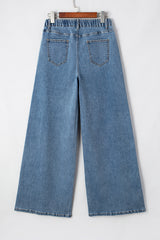 Dusk Blue Medium Wash Super Wide Leg Denim Pants Jeans JT's Designer Fashion