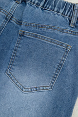 Stone Blue Star Patchwork Cropped Wide Leg High Waist Jeans Jeans JT's Designer Fashion