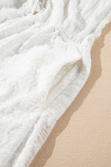 White Lace Spaghetti Strap V Neck Loose Fit Romper Jumpsuits & Rompers JT's Designer Fashion