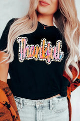 White Thankful Cow Print Crew Neck T Shirt Graphic Tees JT's Designer Fashion
