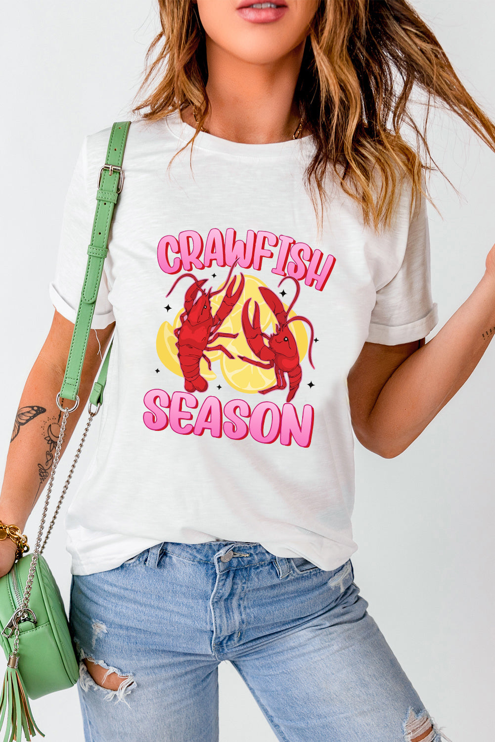 White CRAWFISH SEASON Lemon Spice Graphic Tee Graphic Tees JT's Designer Fashion